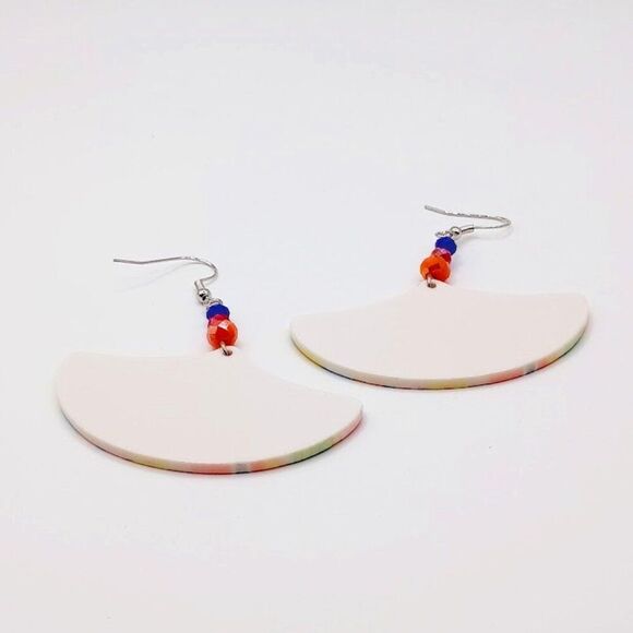 Colorful Flowers Mezzaluna Acrylic Earrings - Picture 2 of 4